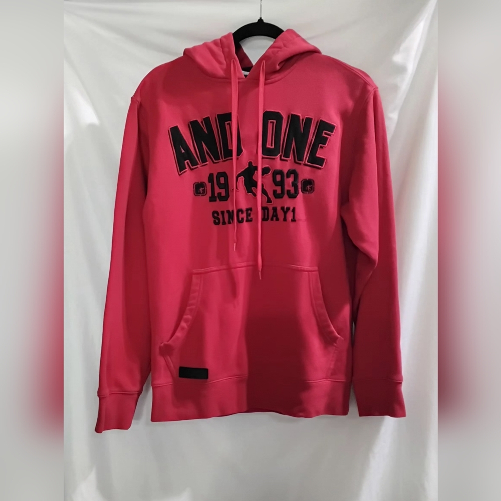 AND1 Hoodie Mens Size Small Red Basketball Pullover Sweatshirt Y2K